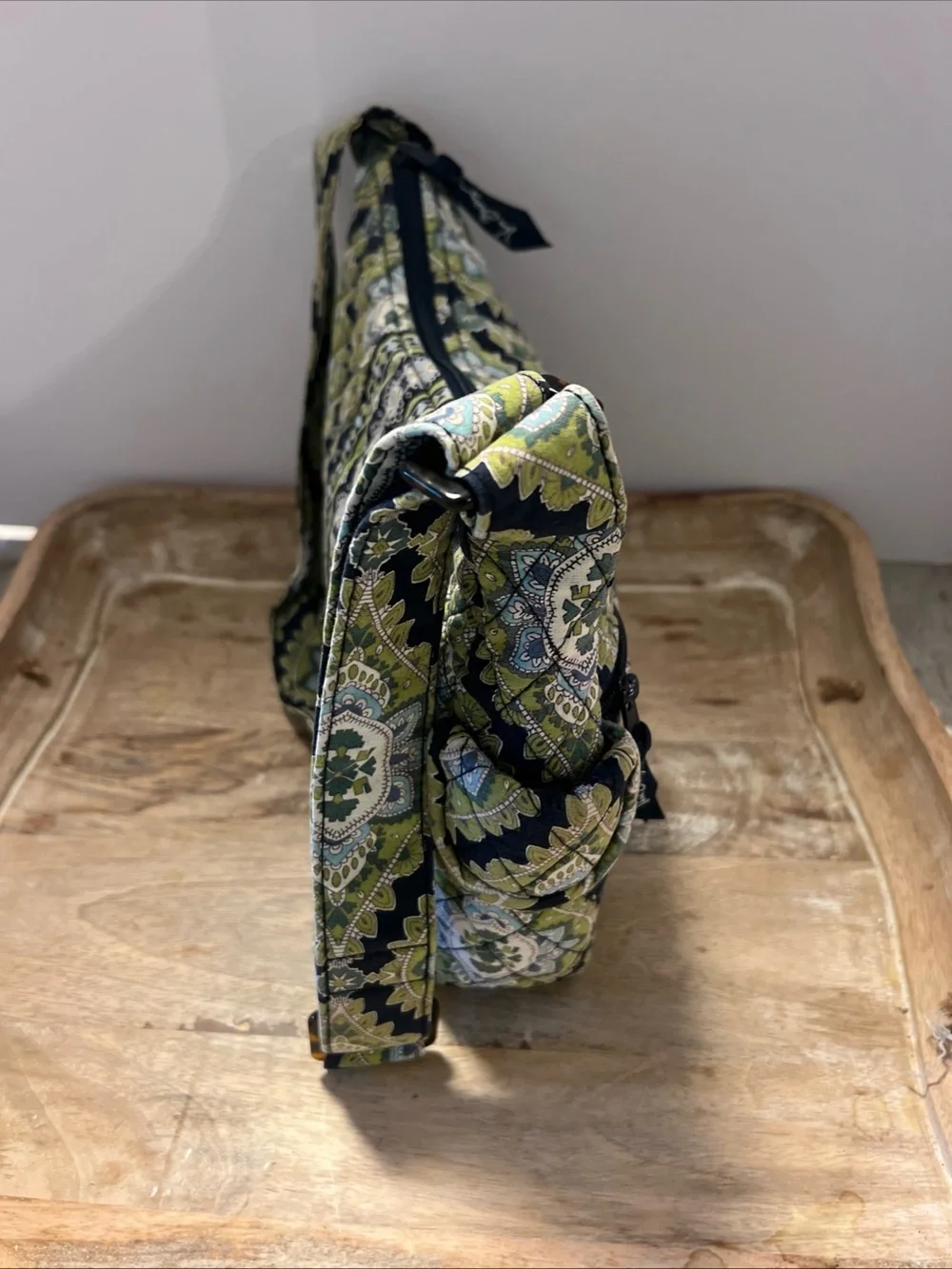 Vera Bradley Navy and Green Patterned Quilted Shoulder Bag